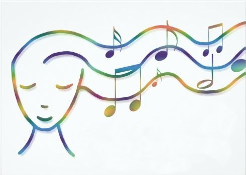 music recital invitation-blue hair notes